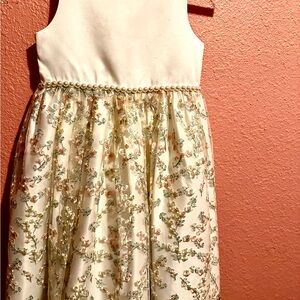 American Princess Cream and Green Sundress for Wedding Guest